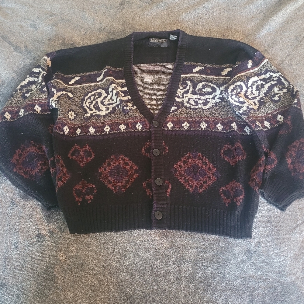 VINTAGE 80's Expression Cardigan Sweater Size L